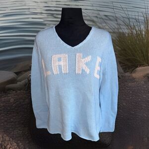 Simply Southern Women’s Large/XLBlue Knit LAKE Sweater runs small/short